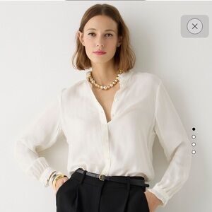 J.Crew Drapey Cupro-Blend Ruffle-Trim Shirt (XS)